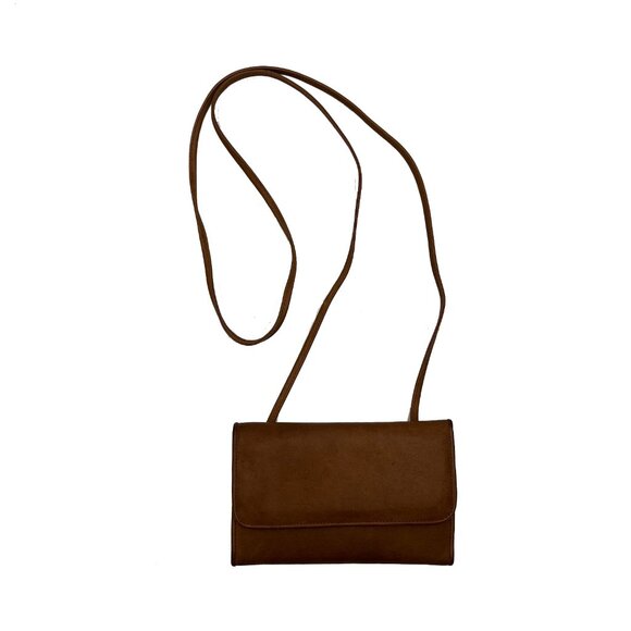 Boulder Ridge Brown Leather Folding Crossbody Bag Wallet Purse Handbag - Picture 5 of 5